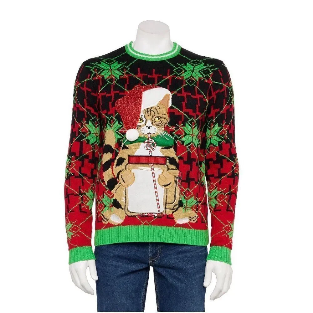 Men's Crewneck Who's Got Santa's Milk Christmas Sweater.
